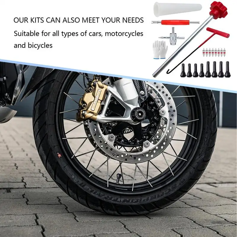 23pcs Car Slotted Handle Tire Valve Stem Core Remover Screwdriver Tire Repair Install Tool Kit Auto Motorcycle Accessories