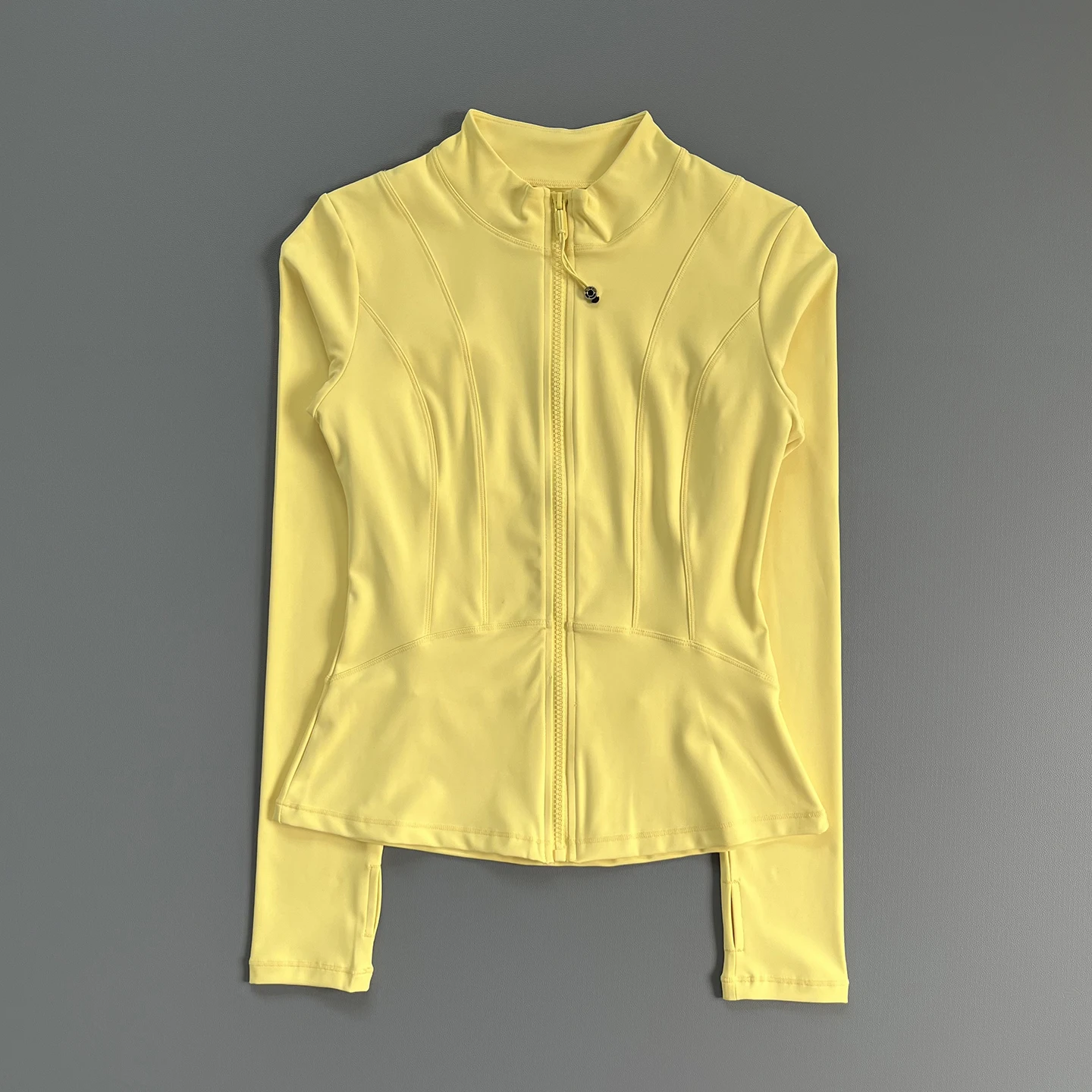 Women Mock Neck Zip Jacket Slim Long Sleeve Gym Fitness Activewear Top