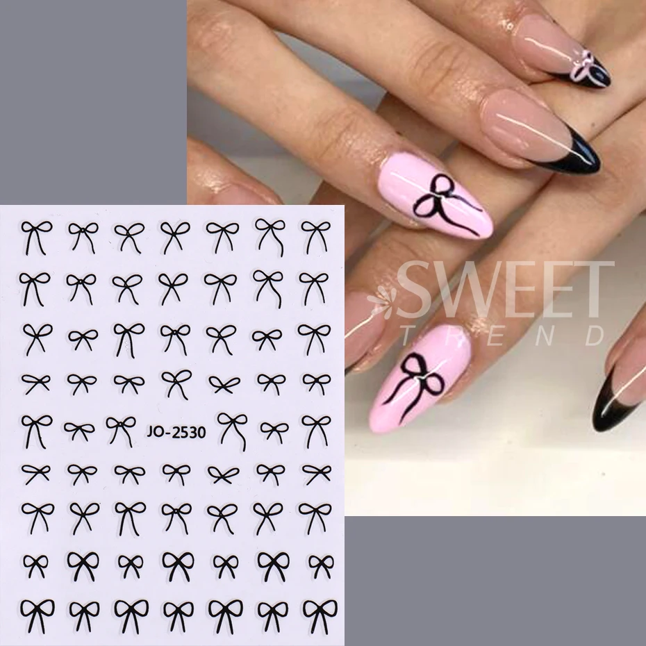 6pcs/set 3D Small Bow Ribbon Bowknot Y2K Nail Sticker MIni Kawaii Japanese Adhesive Decals Nail Art Manicure Decorations DIY