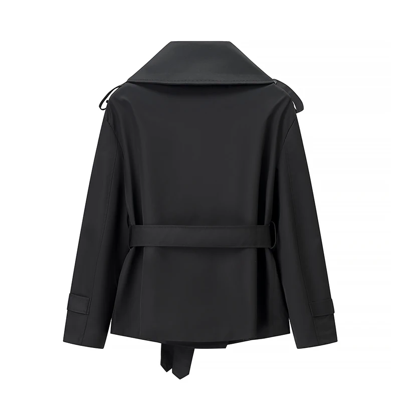 Elegant Lace Up Solid Overcoat Women Chiclapel Collar Button Full Sleeve Loose Coat Autumn Female Street New Oversize Outerwear 19 S34413bec0ec94992a5f2c3c826cf9346V