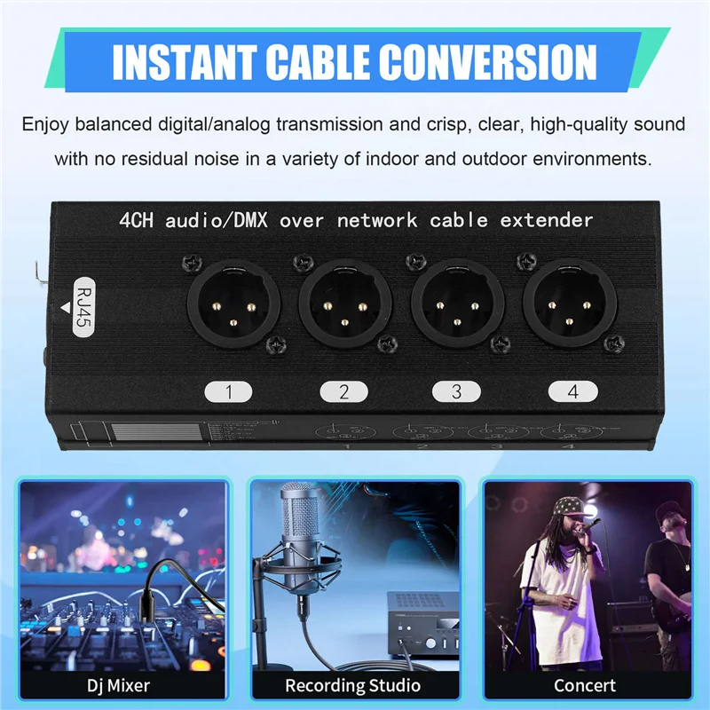 JABS-1 زوج 4 قنوات XLR/DMX الصوت RJ45 إيثرنت موسع XLR موسع جهاز الإرسال والاستقبال للمرحلة المباشرة ، استوديو تسجيل الصوت