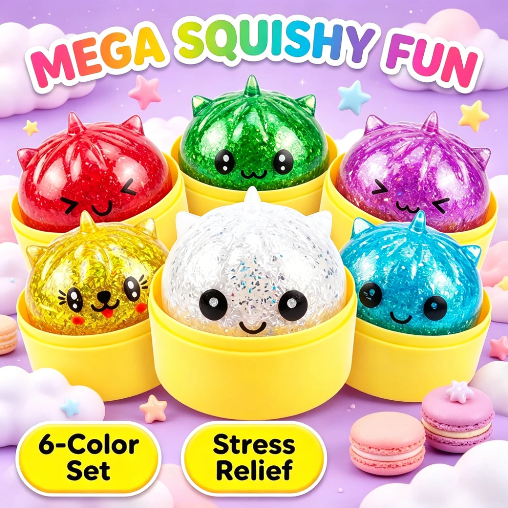 

Gift For Her/Him Random Color-4pcs, Cat Squishy Stress Relief Toy, Squeezable Fidget Ball, Anxiety Relief Sensory Toy for Adults, Birthday Party Favors, Goodie Bag Fillers, Office Desk Decor Gift, Multi-Item Party Favor Packs