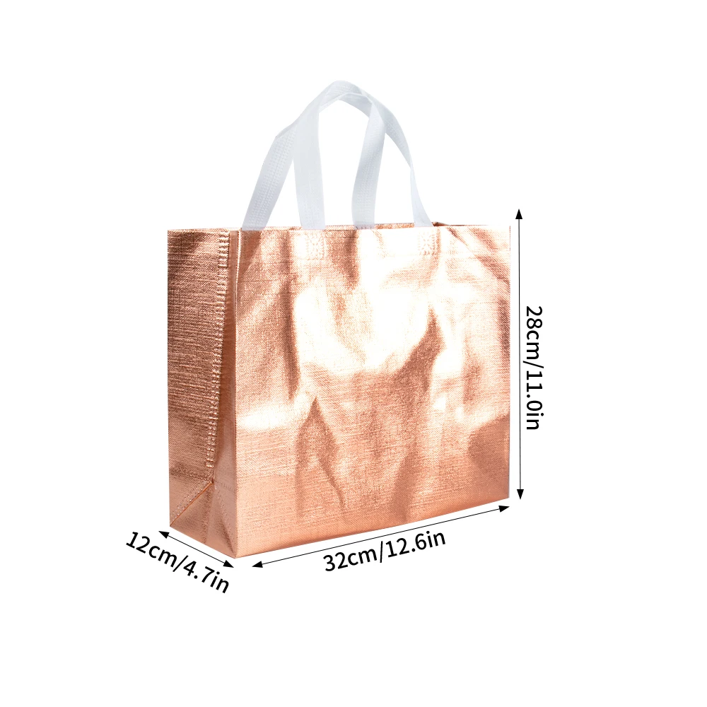 حقيبة تسوق بقالة قزحية اللون ، حقيبة حمل قابلة لإعادة الاستخدام ، أكياس هدايا ، ذهب وردي ، لامع ، زفاف ، ديكور حفلة عيد ميلاد ، 6 * ، 12 * #6