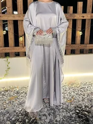 Muslim Women Abaya Dress 2 Piece Set Tassel Jalabiya Eid  Ramadan Abayas Morocco Party Cardigan Robe Kaftan Dubai Arab Vestidos