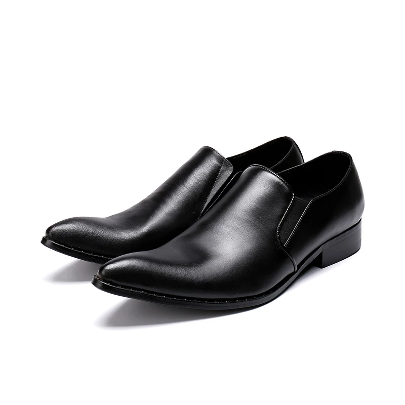 

Street Fashion Man Loafers Genuine Leather Black Shiny Causal Business Dress Shoes Party Wedding Mens Footwear Zapatos Hombre