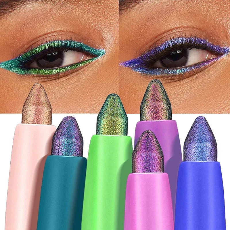 Parelmoer Aurora Paarse Eyeliner Pen Kameleon Metallic Eyeliner Glanzende Oogschaduw Liggende Zijderups Groen Blauw Make-up Pigment