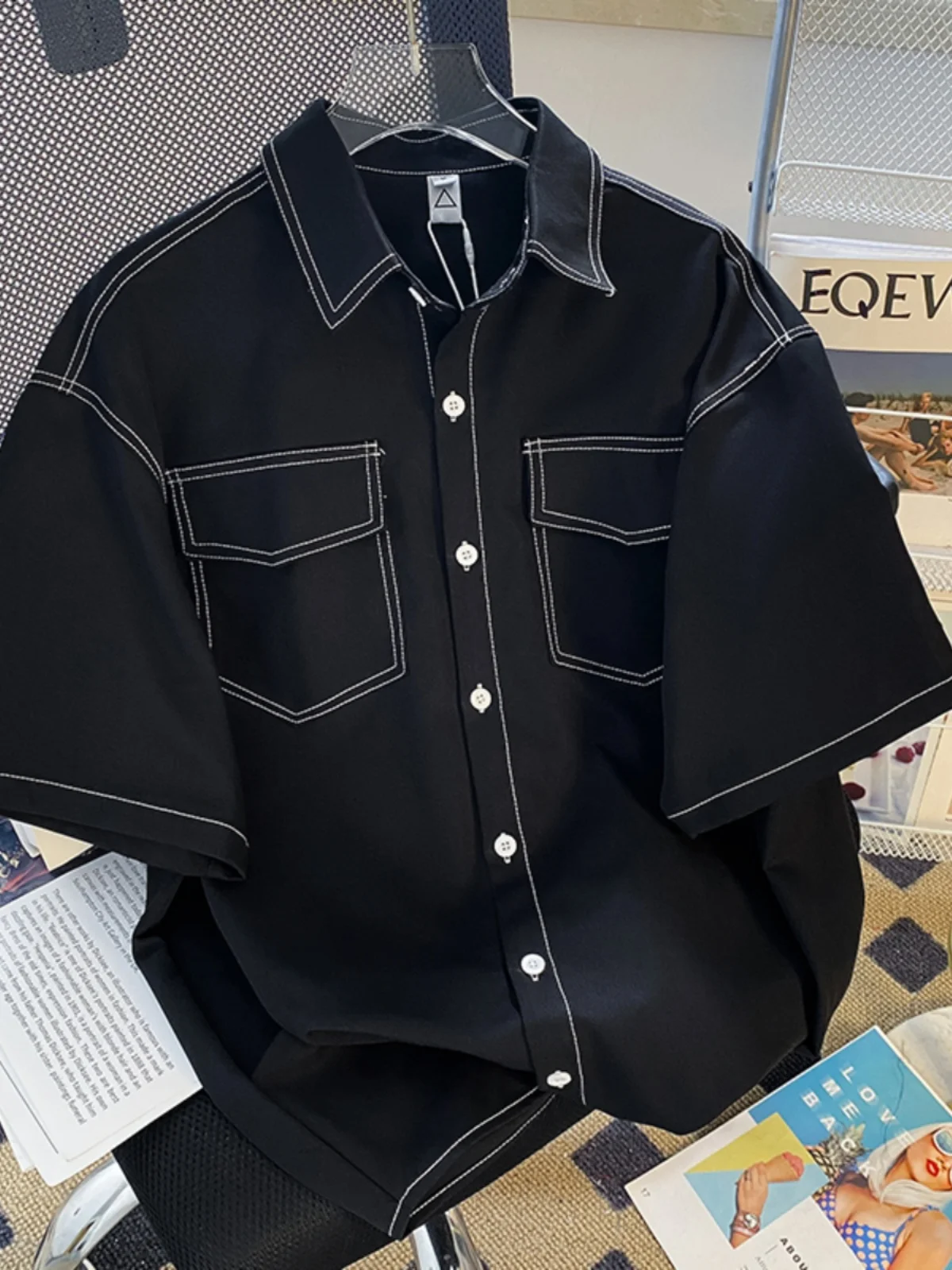 

Summer Thin ort Sve Casual irt for Men Youth Trendy Korean Sle Versatile Loose Fit Flat Laid Ironing Required