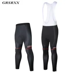 GRSRXX Cycling Pants Fall Winter Fleece Thermal 5D GEL Padded Cycling Tights Men Cycling Bib Pants Windproof Bike Long Trousers