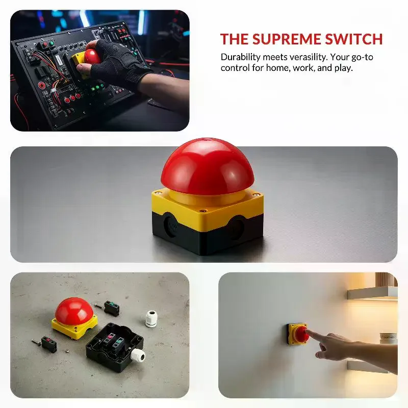 1 Set Mushroom Head Self-Locking/Resetting 1NO Foot/Hand Control IP65 ENMG Emergency Stop Button Switch For Industrial Safe