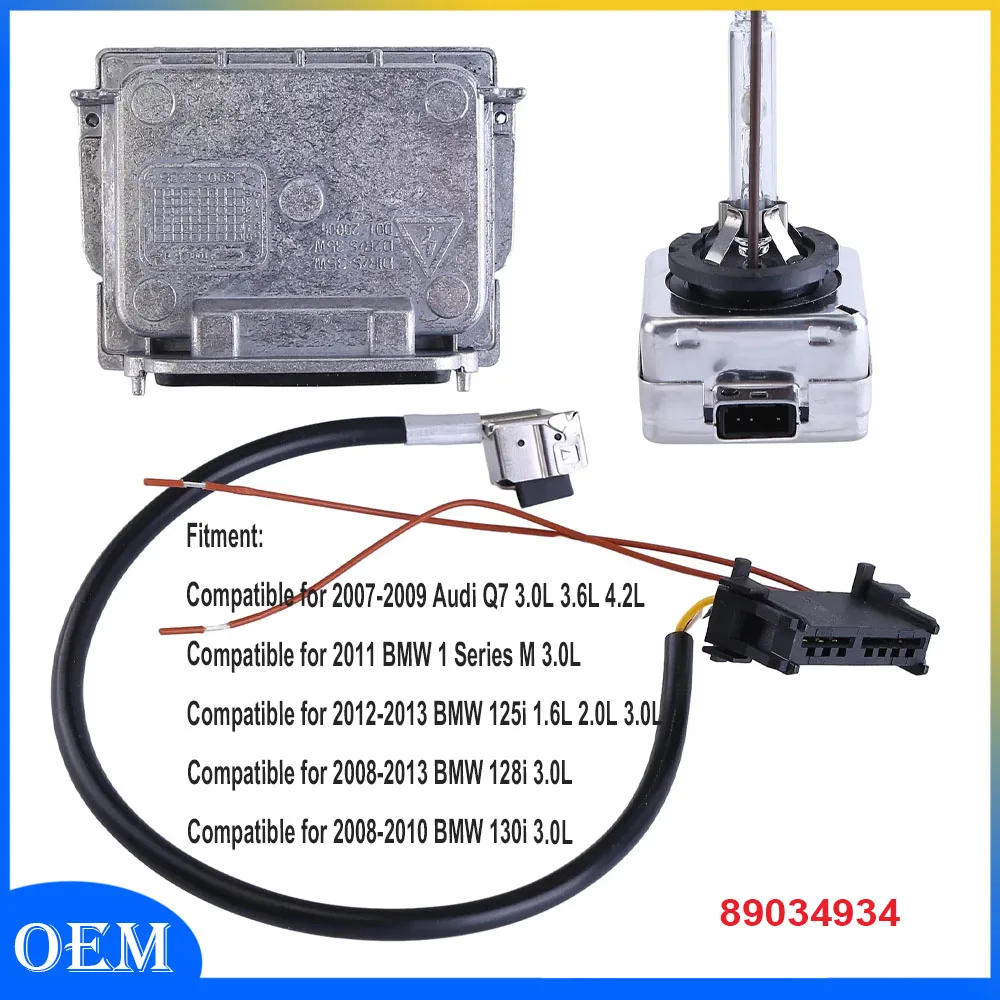 

Xenon HID Headlight Ballast Ignitor Plug & Bulb Compatible for 125i 128i 130i 135i US 89034934 89076976, 4L0907391, 63117180050
