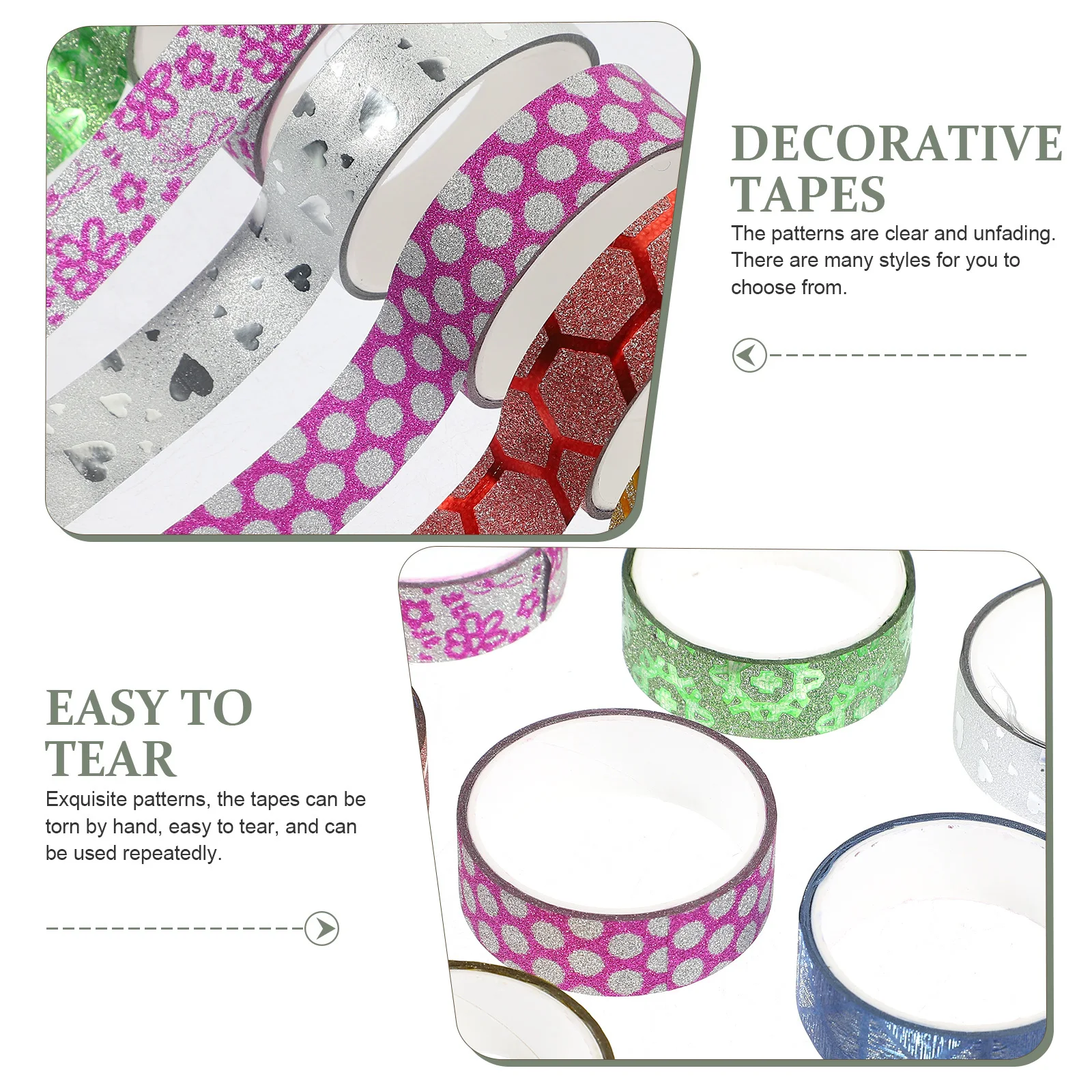 

100 Rolls Glitter Adhesive Tape Decorative Washi Paper Tape for DIY Crafts Scrapbooking Gift Wrapping Gift Wrapping Tapes