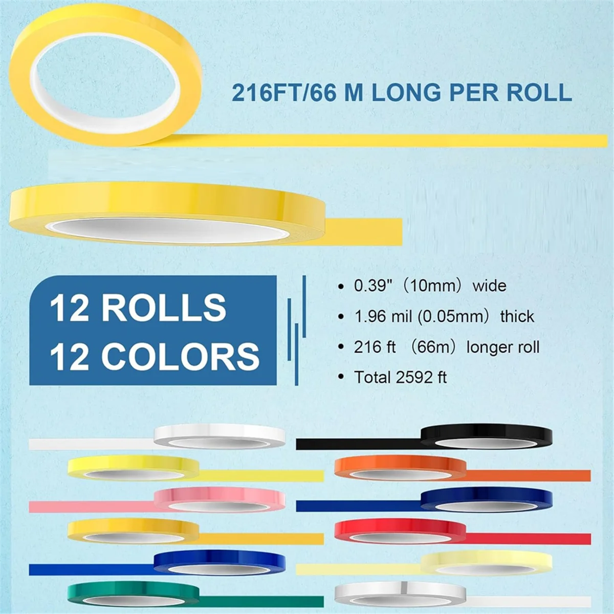 12rolls of Colored Autoclave Tape 65.8 M/L X 1.0 Cm/W Instrument Identification Tape Autoclavable