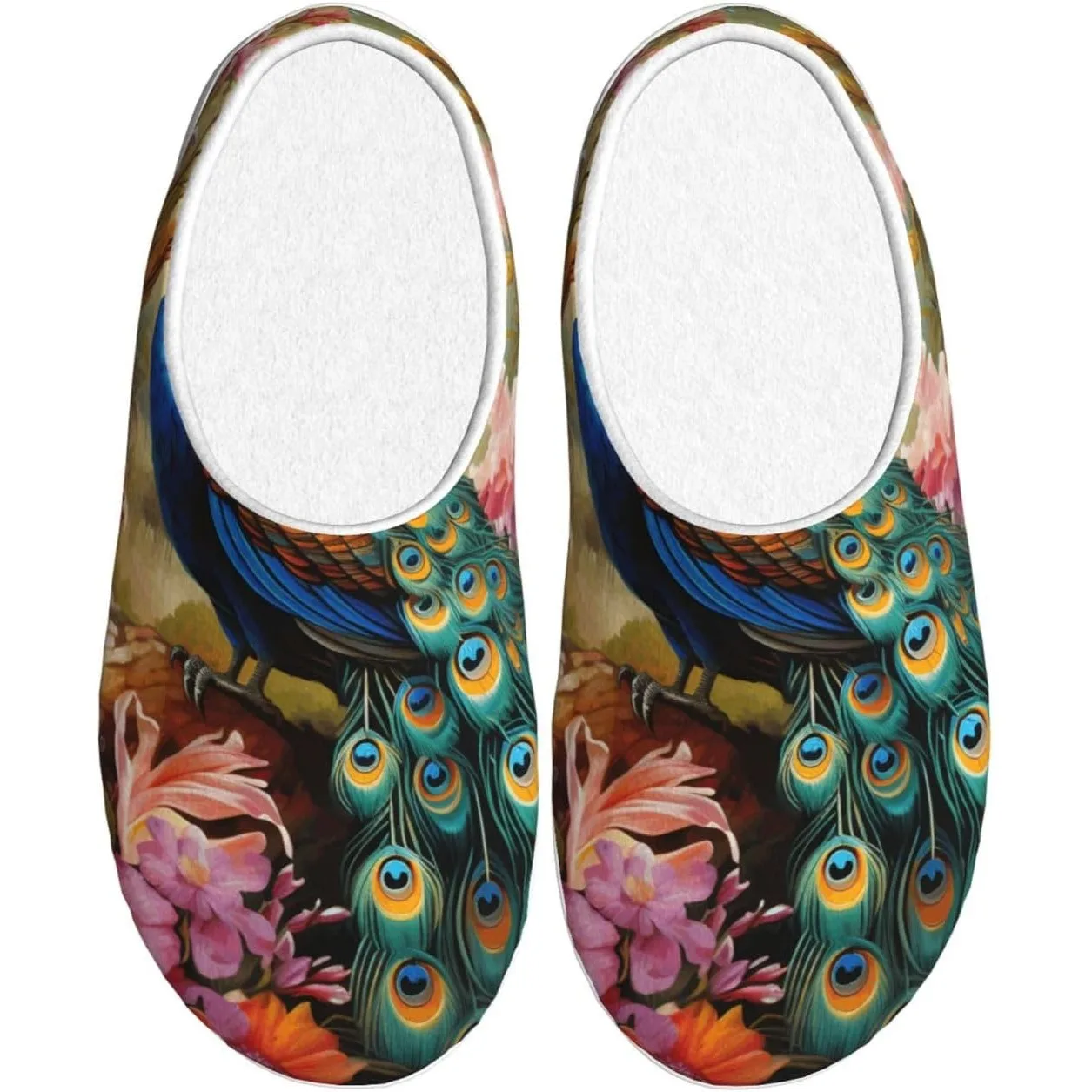 

Peacock Women’s Cozy Slippers Soft Cotton Indoor & Outdoor House Slippers With Anti-Slip Sole