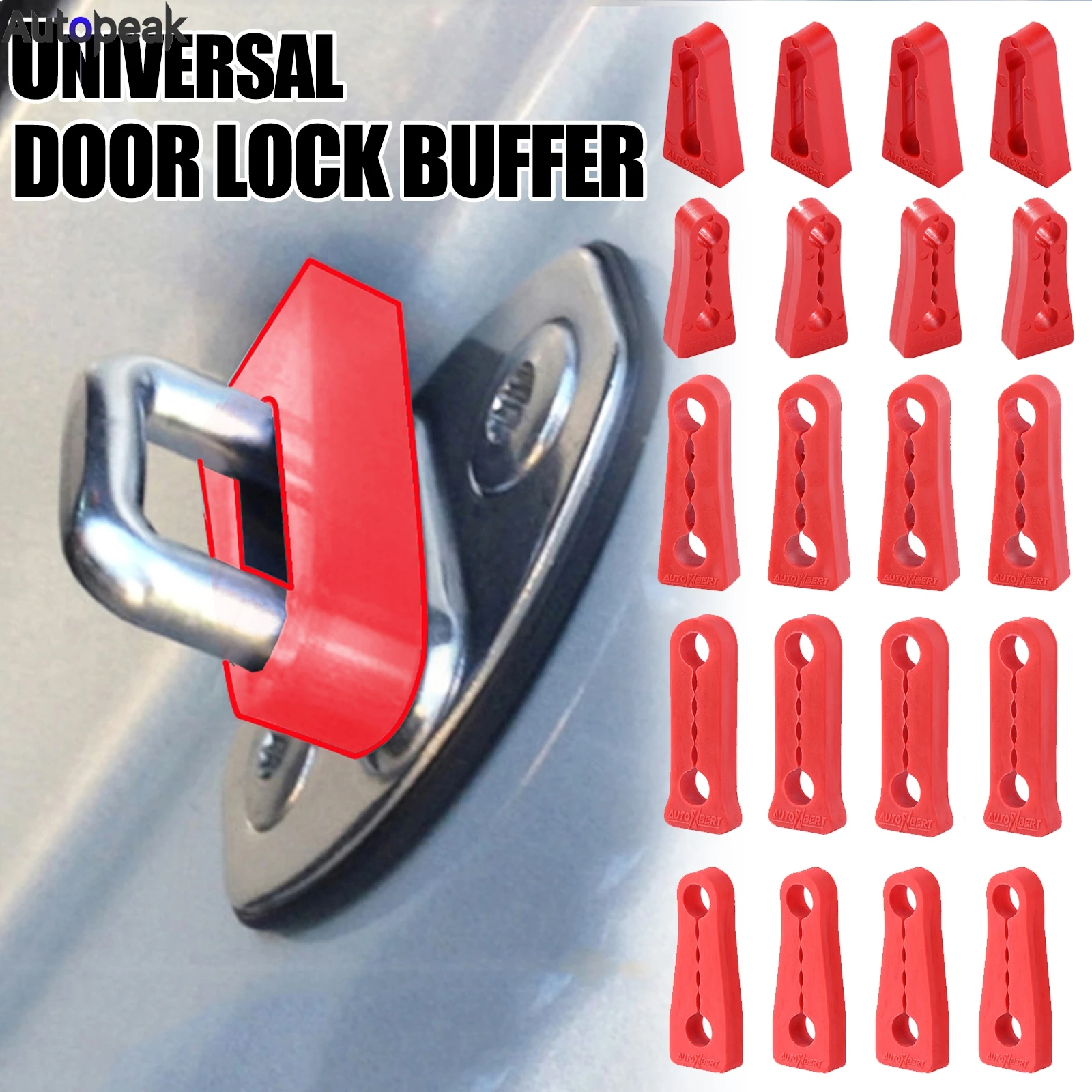 Universal Car Door Lock Damper Buffer For Toyota Nissan VW Hyundai KIA Peugeot Deadener Seal Shock-Absorbing RED 2020 2023 2024