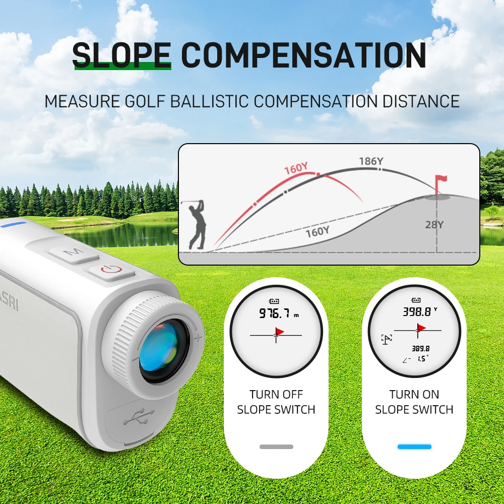 REVASRI Golf Rangefinder with Slope Flagpole Lock and Vibration 1000Yards Range finder with Magnet High Precision for Golfing