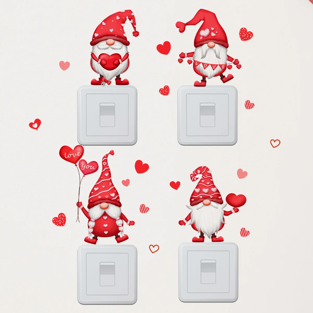 15*45cm Valentine\'s Day Love Dwarf Cartoon Wall Sticker Switch Sticker Living Room Room Creative Decorative Mural Wall Sticker