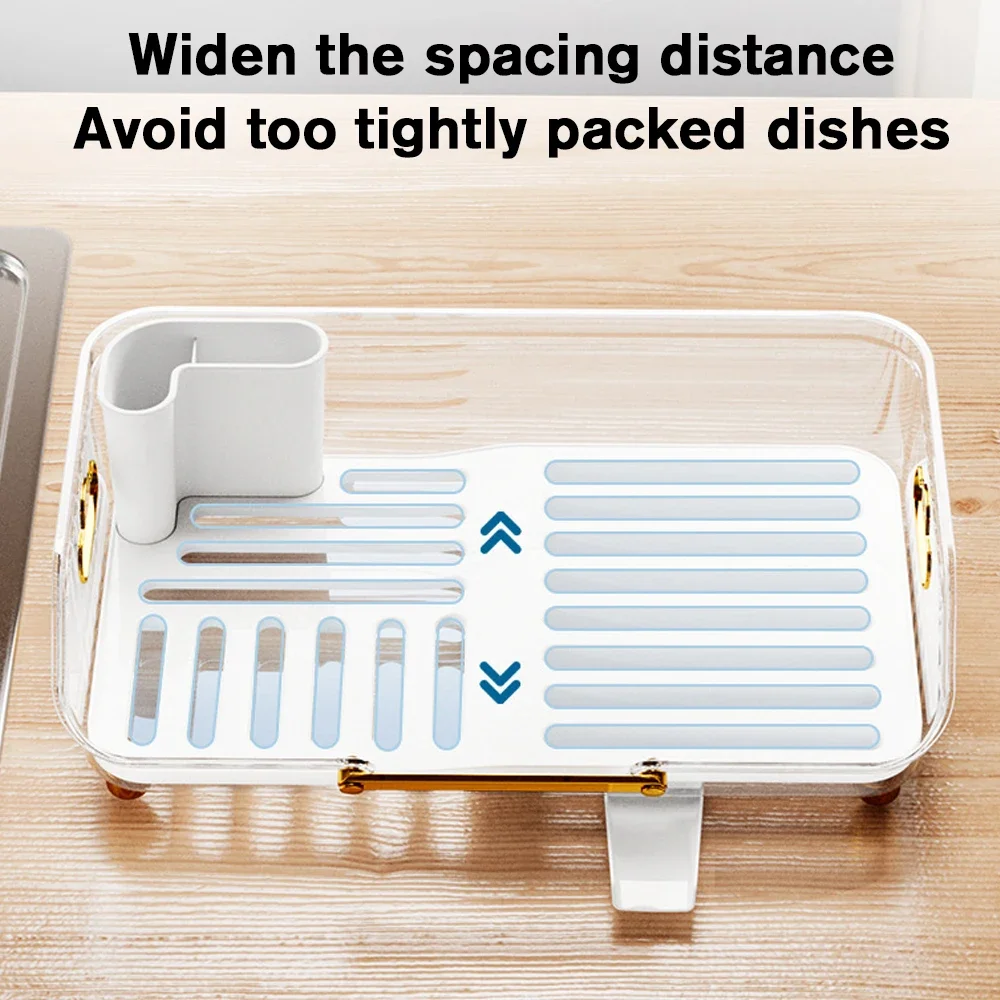 Luxury Dish Drying Rack Eco-friendly Drainer Rack With Drain Basket Tableware Bowl Organizer Kitchen Utensils Dish Storage Rack