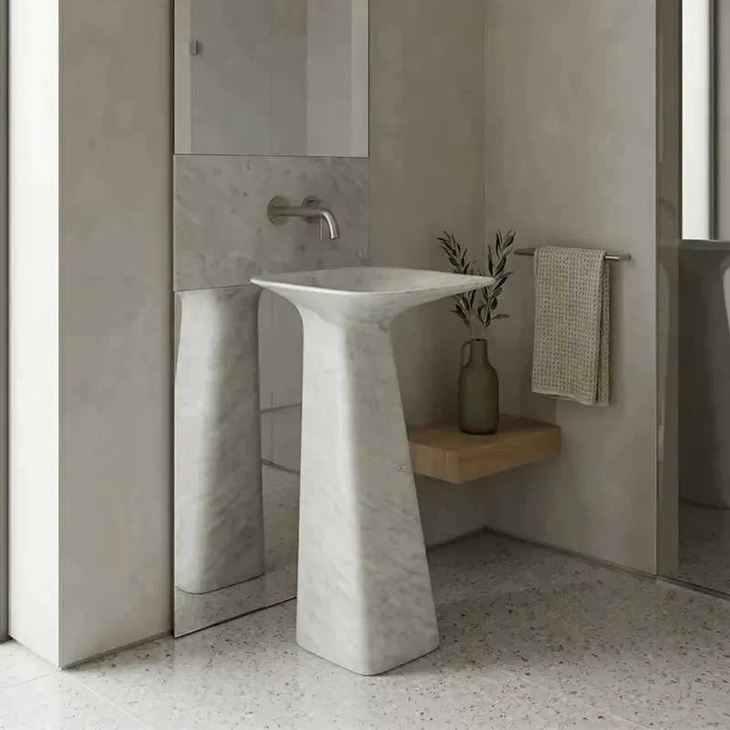 Timeless Classic Carrara White Marble Sink Natural Stone Wash Basin for Modern Bathroom Hotel Interior Design