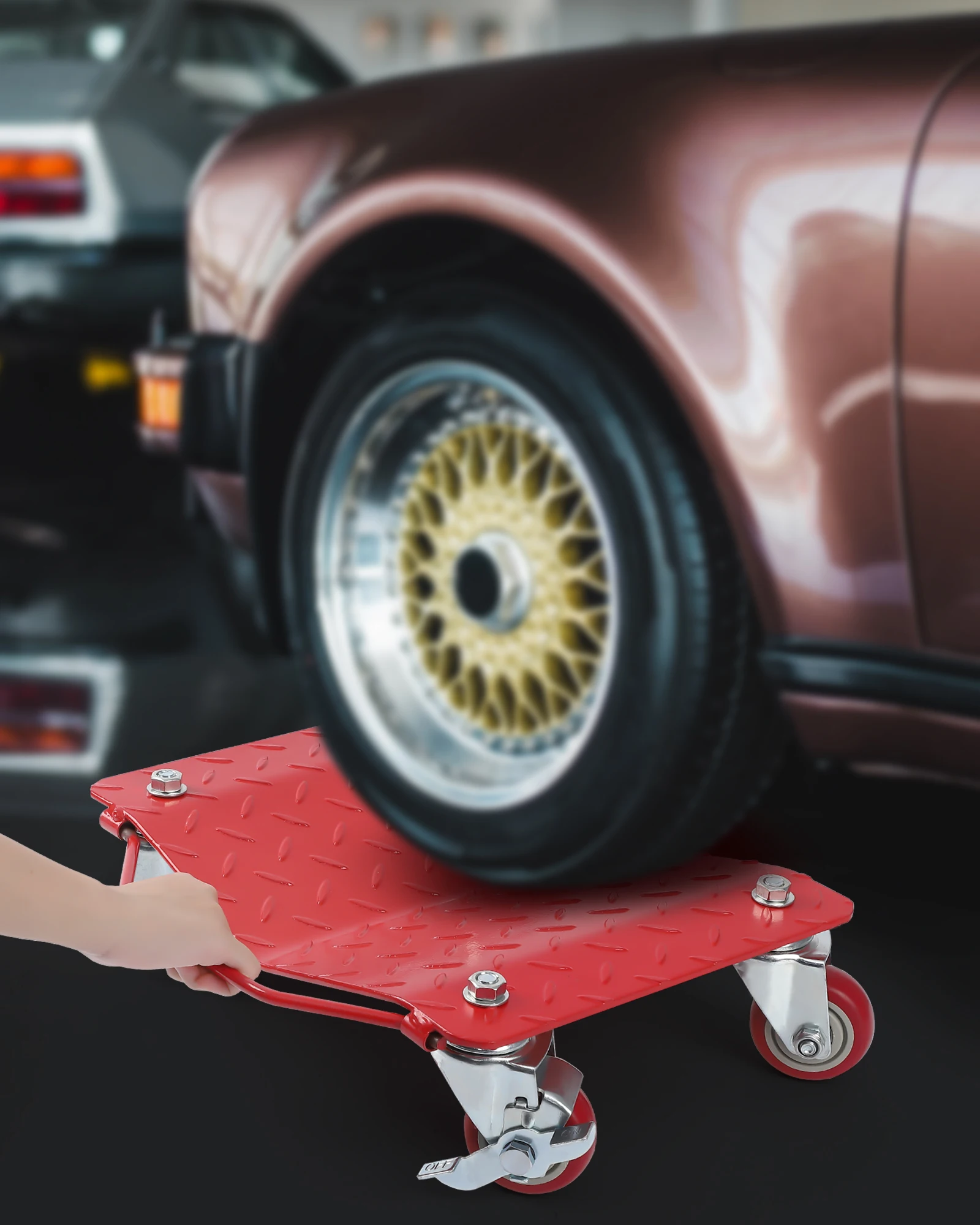 Car Tire Wheel Trolley Dollies – 2/4PCS Vehicle Skates with 4 Casters, 1500lb Capacity Each for Auto Repair & Moving Tires 4
