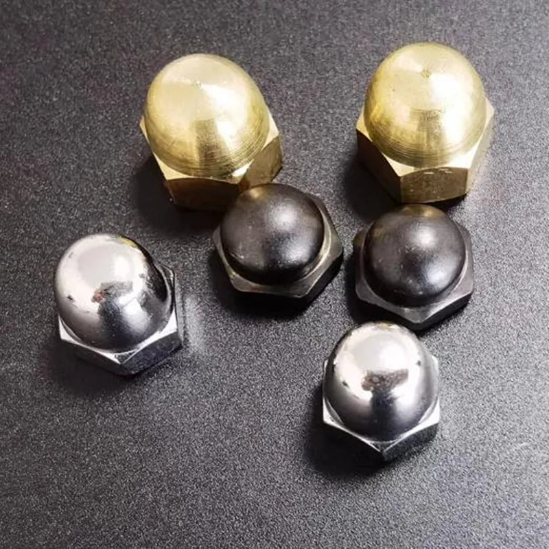 1-20 قطعة الجوزة كاب الجوز M3 M4 M5 M6 M8 M10 M12 M14 M16 الصلب مع وعاء من الستانليس ستيل الأسود 304 النحاس الزخرفية صواميل أغطية قبعات يغطي #2