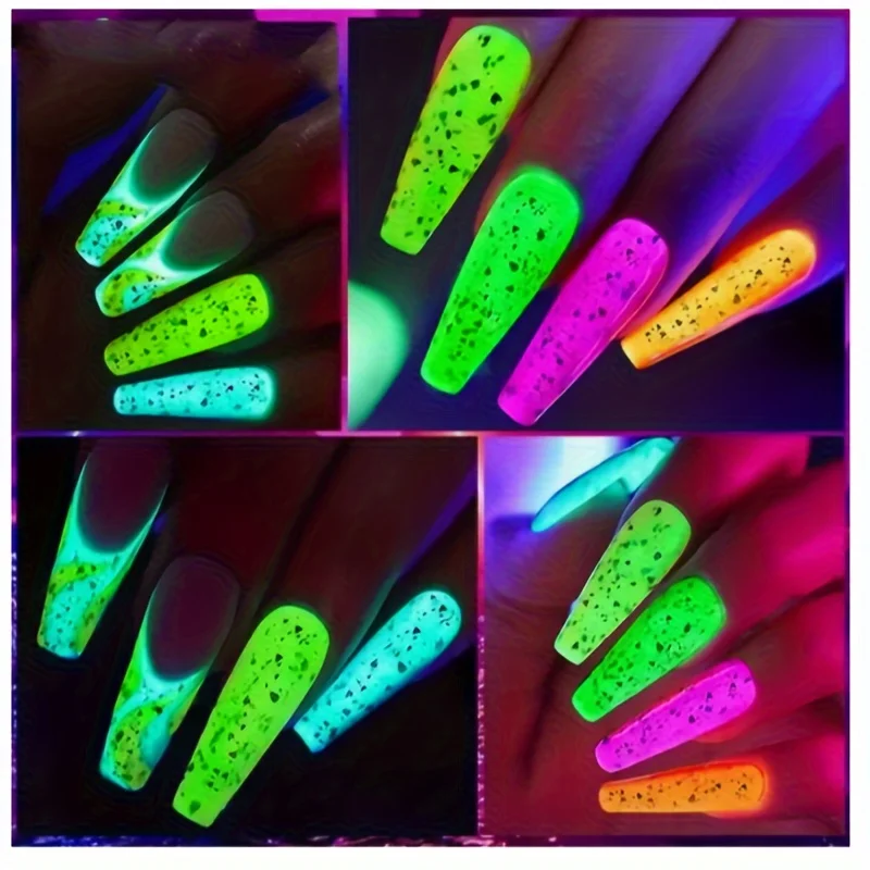 Voky ชุดเจลแต่งเล็บศิลปะทาเล็บเจลยูวีกึ่งถาวรสำหรับฤดูร้อนยาทาเล็บเจลเรืองแสงเรืองแสงในที่มืด6ชิ้น/เซ็ต
