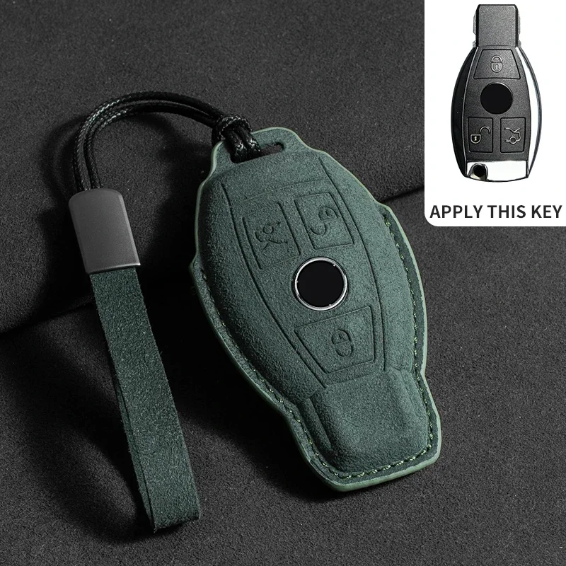 Wildleder Leder Auto Schlüssel etui für Mercedes Benz E Klasse W213 W205 E200 E260 E300 E320 Amg Cla 2018 2019 2020 Remote Fob Shell Fall