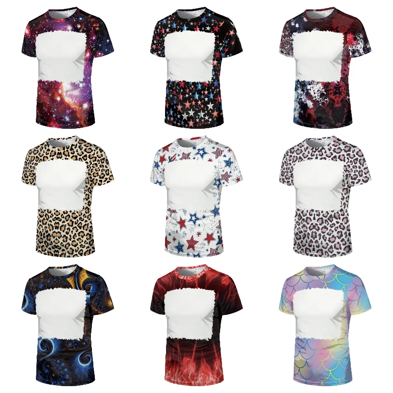 Fashion Tie-dye 3D Heat Transfer Printing Tshirts Sublimation Blank T-shirt Creative Tee Tops Short Sleeve For Custom Logo Image