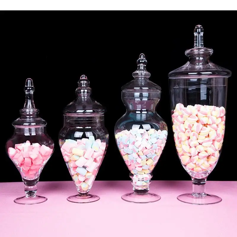 

Transparent Candy Jar Decorative Glass with Cover Food Storage Display Container Bottle Organize Box