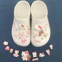 Украшение для обуви Hello Kitty Sanrio, пряжка с аниме персонажами, пухом, звездами, росом, верхнее украшение, аксессуары, детский праздничный подарок