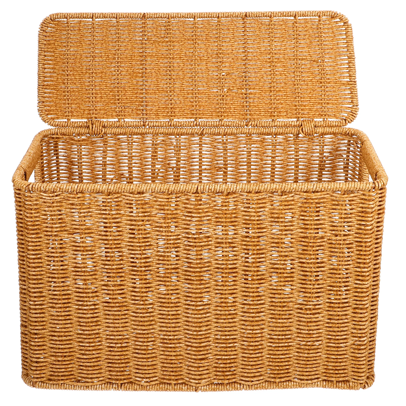 

Narrow Tall Storage Basket with Lid for Home Gaps Woven Style Corner Sofa Side Storage Box Small Size Lightweight Handle Design