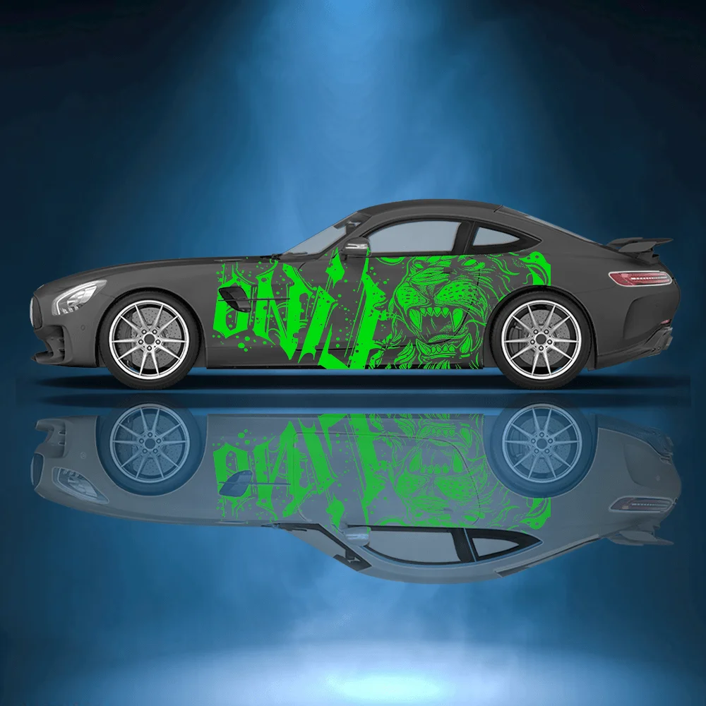 

2 шт. наклеек на боковые части автомобиля с изображением головы льва и английским алфавитом, самоклеящиеся, из ПВХ, водонепроницаемые и устойчивые к царапинам, аксессуар для автомобиля, подарок