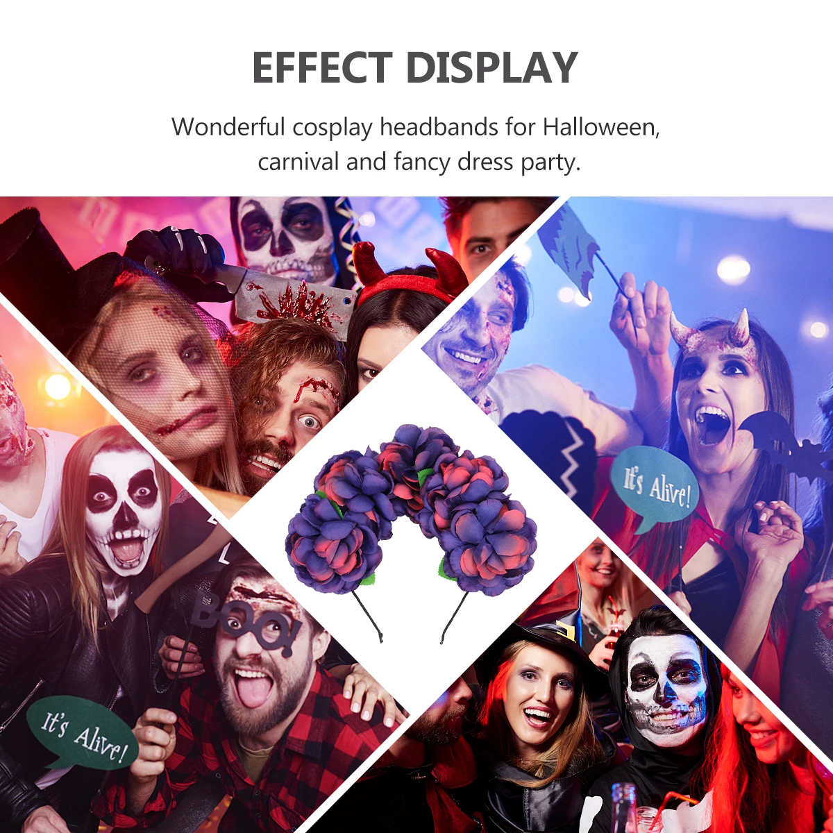 

Artificial Flower Headband Crown Headpiece Garland Rose Halloween Headdress Hair Hoop Floral Headwear