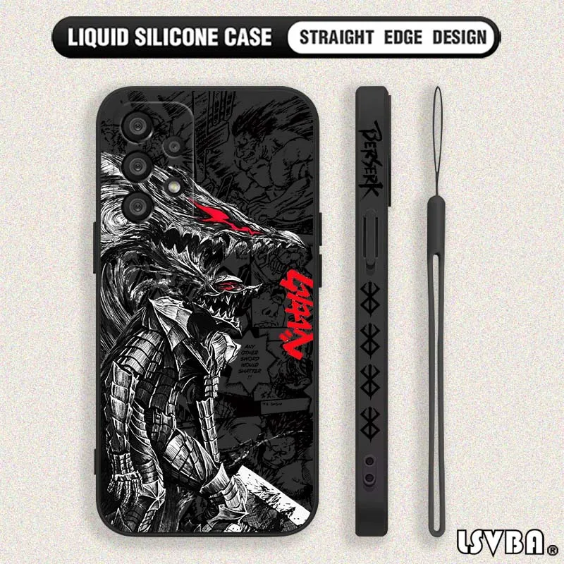 Hot Anime Berserk Zodd Guts Cover For Samsung Galaxy A73 A71 A55 A54 A53 A51 A17 A16 A07 A06 A05 Liquid Left Rope Phone Case view 3