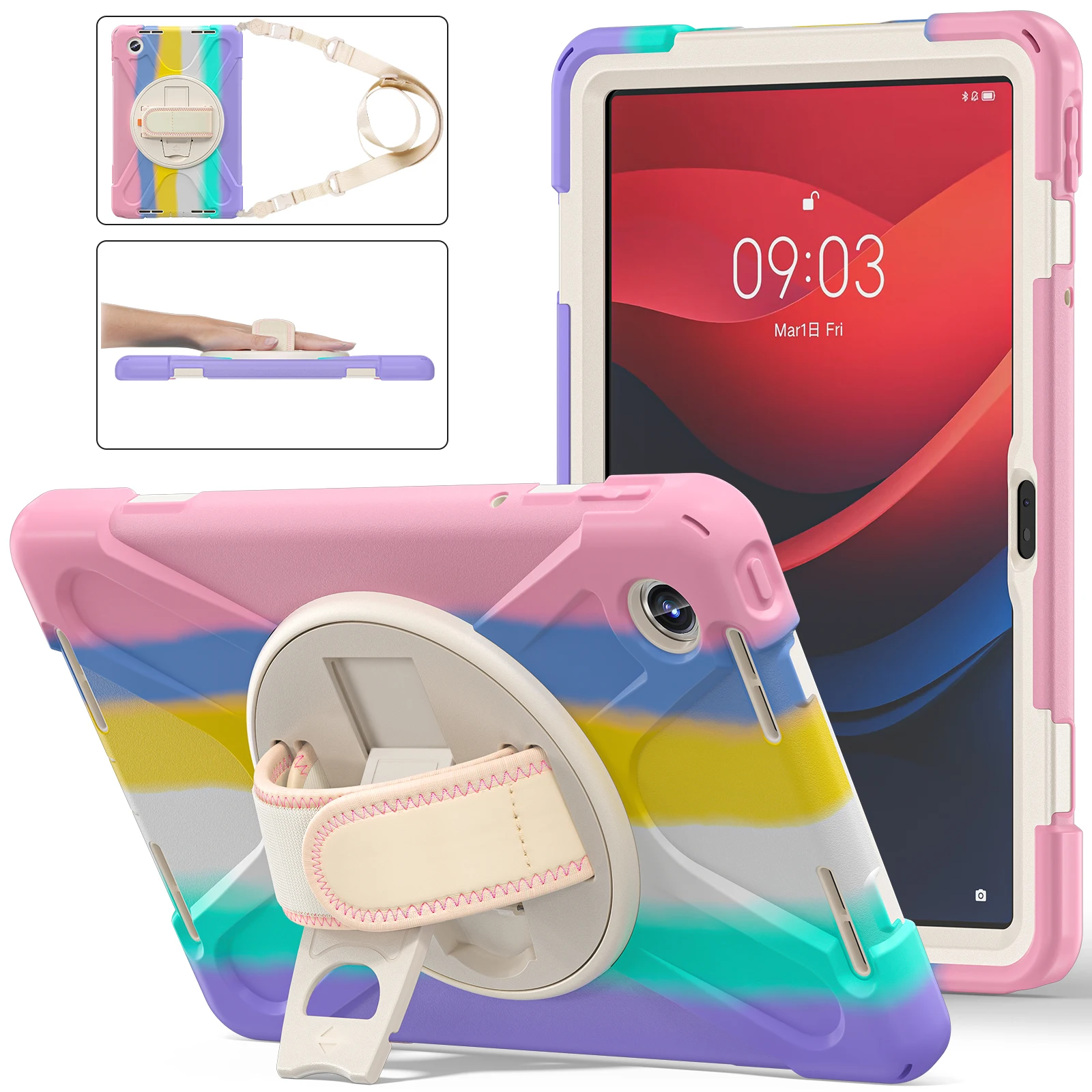 

Hybrid Stand Case For Lenovo Xiaoxin Pad 2024 11 inch Tab M11 TB-330FU TB-331FC Cover Shockproof With Hand & Shoulder Strap Capa