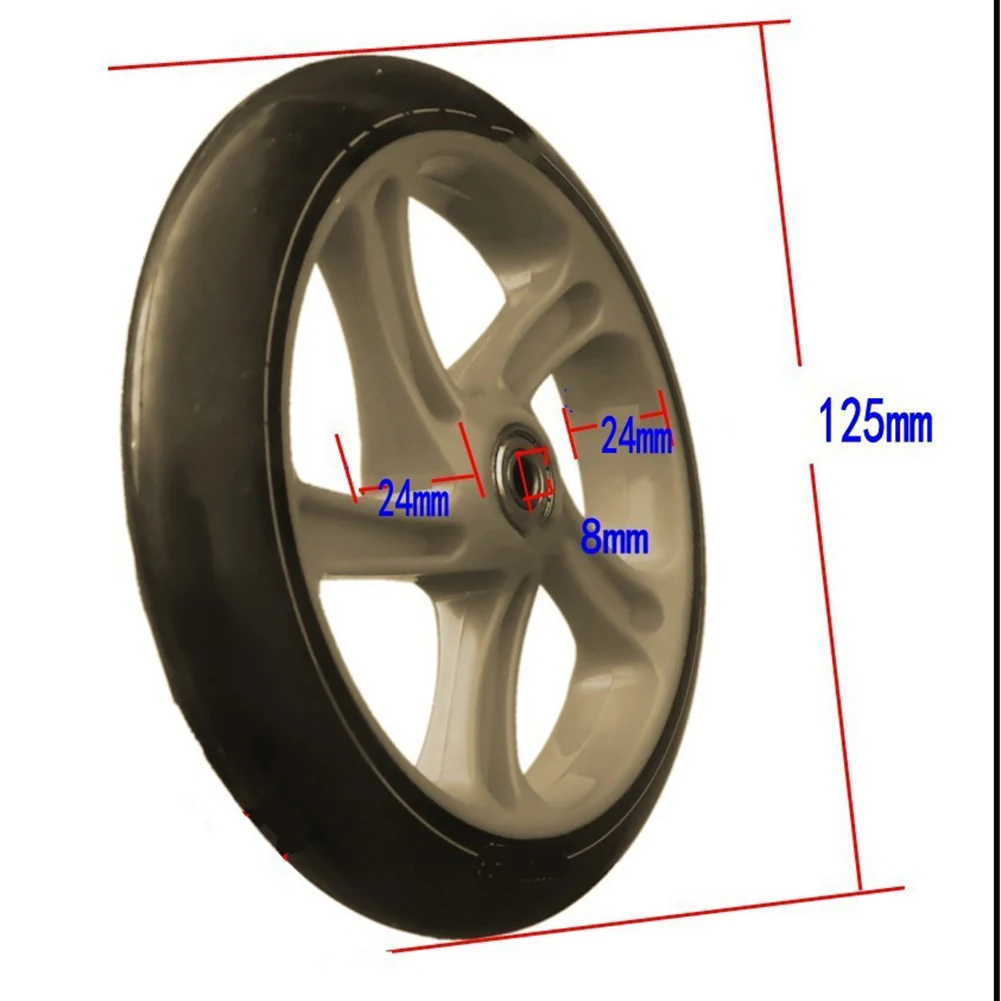 2pcs Scooter Wheel 5 Inch Universal Wheels Wheelchair Front Wheels Bearing 125mm No Slip PU Wheel Children\'s Scooter Parts