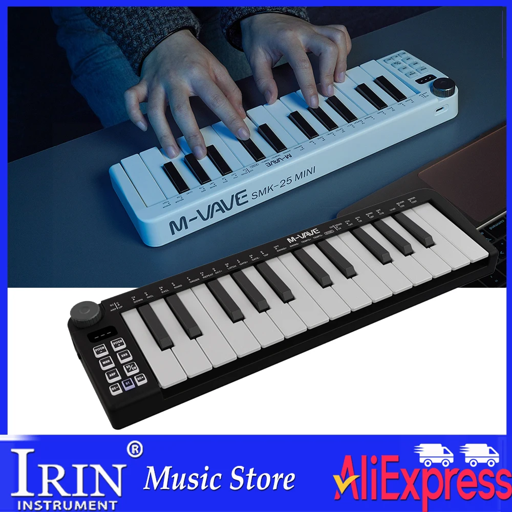 M-vave SMK-25 Mini MIDI Keyboard 25 Velocity-sensitive Keys Support Wireless / USB Connection Software