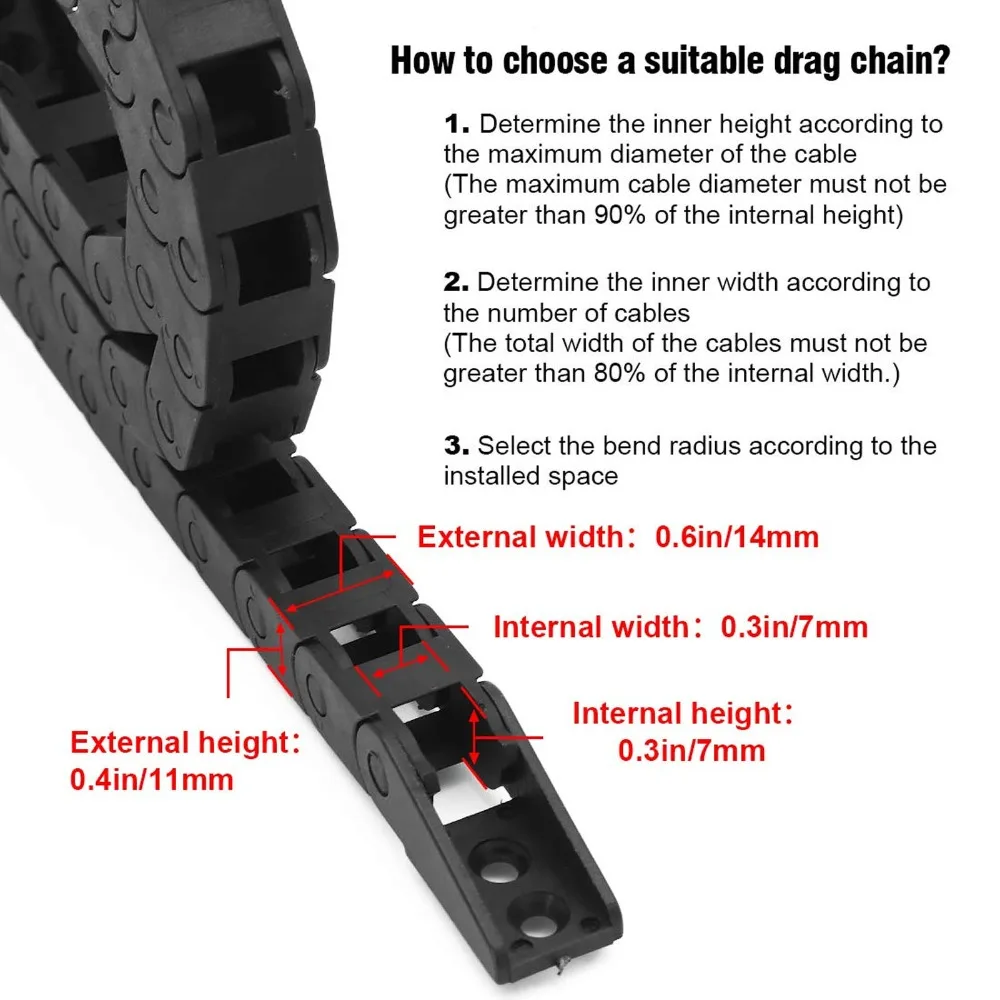 Picture 5: Durable 7X7mm Plastic Cable Chain 1 Meter Black Drag Chain Wire Chain 3D Printer