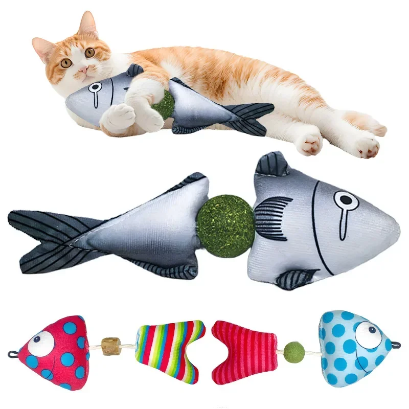 Pet supplies cat mint thin relief teeth cleaning toy lotus fish cartoon plush grinding rod simulated fish fresh breat cat