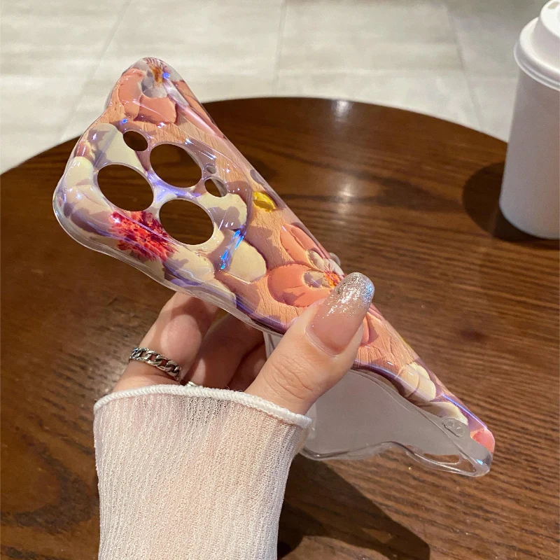 ピンクの花が付いた豪華な電話ケース,耐衝撃性の電話ストラップ,耐衝撃性,iPhone 16,11,12,13,14,15 pro max plus