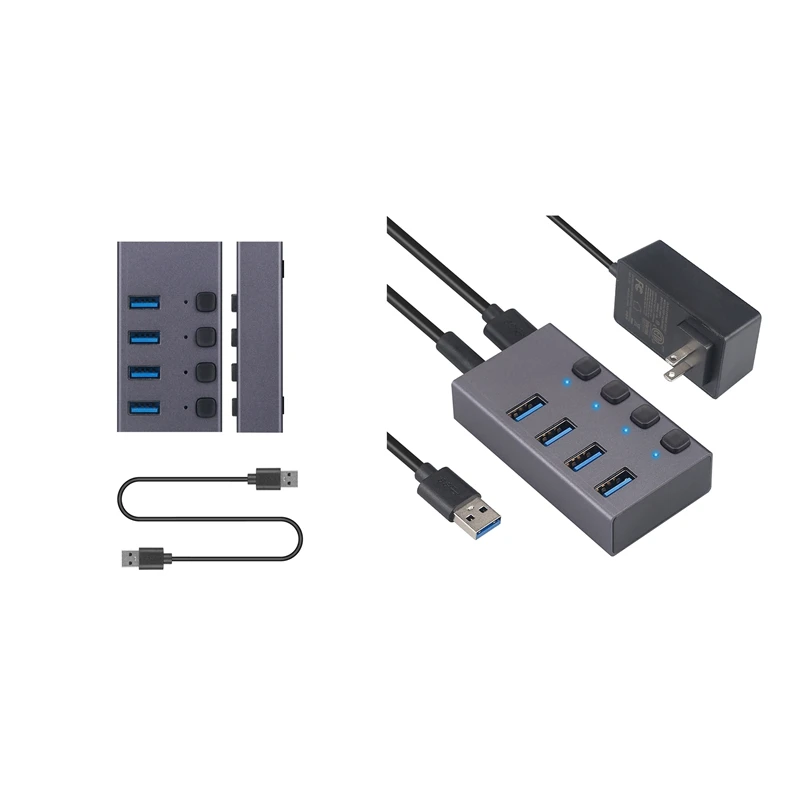USB3.0 Splitter 4Port Charging Multi-Interface HUB With Switch Durable Easy Install Easy To Use