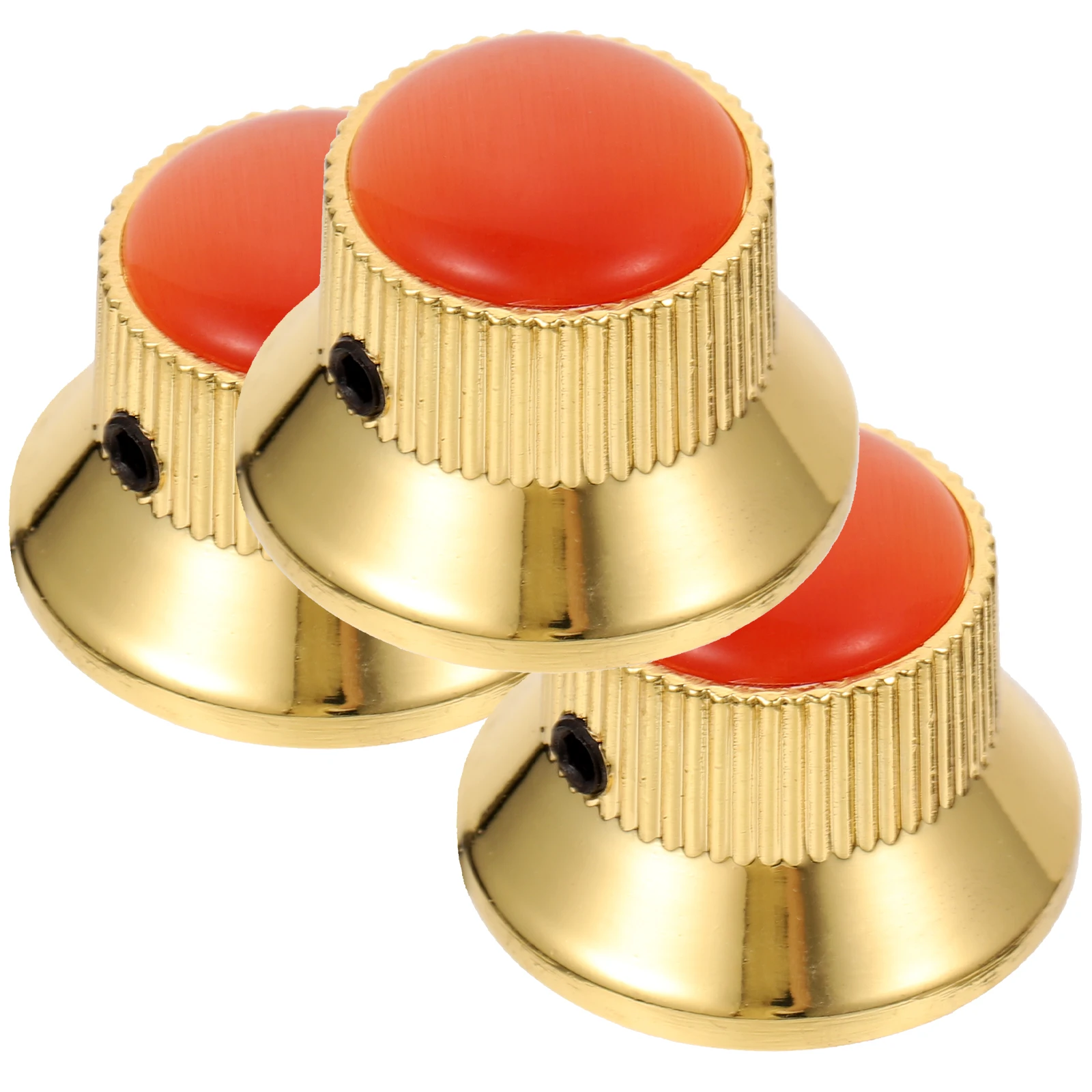

3 pcs UFO Gold Knob Red Stone Bass Guitar Volume Control Electric Durable Plating Corrosion Resistant Replacement Accessory For