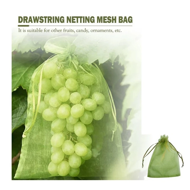 100 PCS Reusable Gauze Fruit Protection Bags Anti-Bird Garden Netting Bags Gauze Strawberry Mesh Bag Plante Vegetable Grow Bags