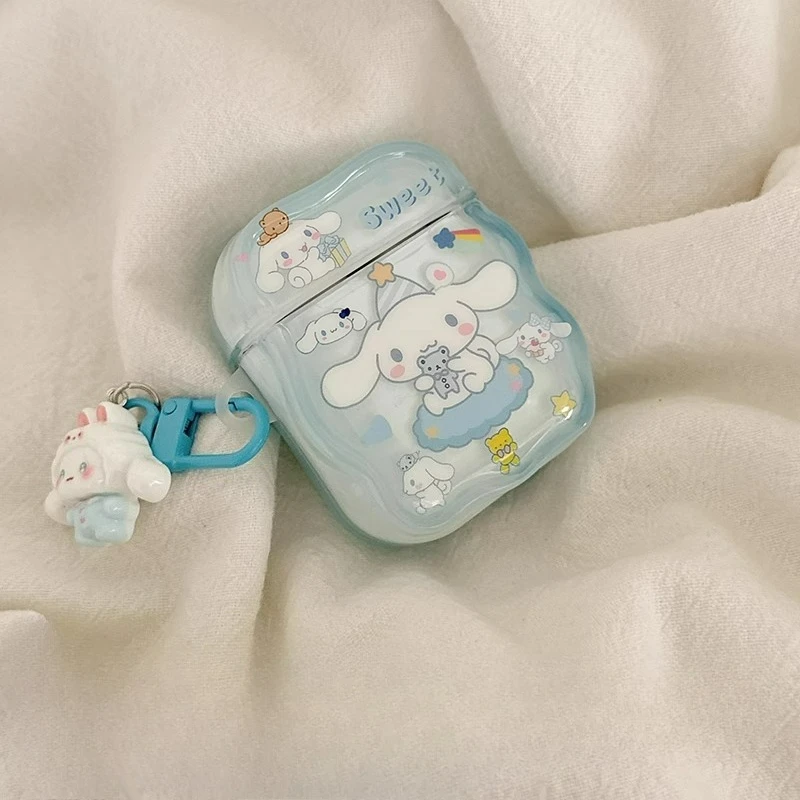 Urocze etui ochronne z breloczkiem do kluczy dla Apple AirPods 4 3 1 Pro 2, bezprzewodowe słuchawki Bluetooth, pokrowiec na słuchawki, torba na słuchawki