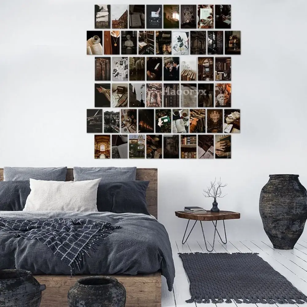 50Pcs Dark Movie Collage Card Set Modern Dark Cardstock Wall Collage Poster Home Decor for Bedroom Dormitory Apartment Studio