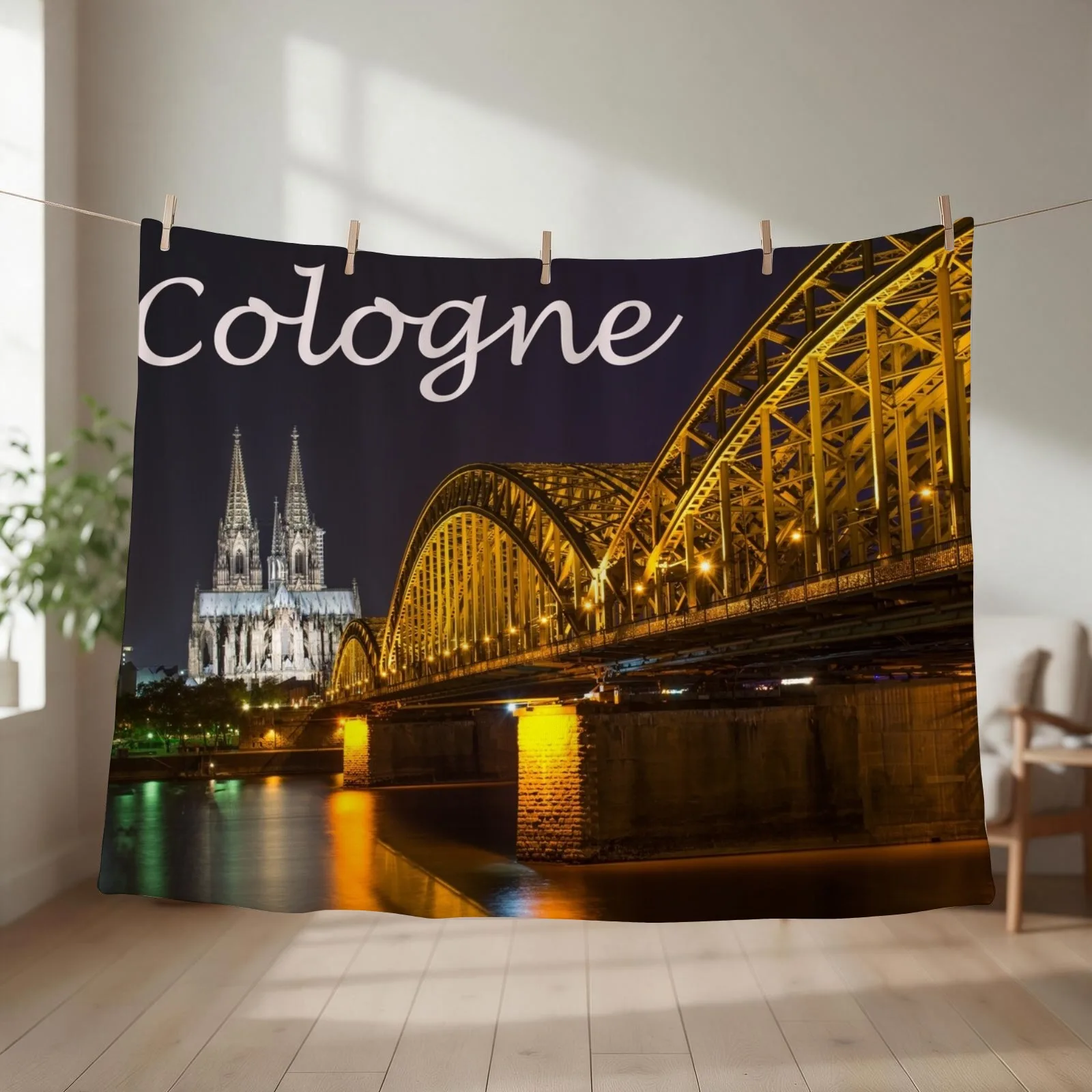 Cologne Cathedral at Night - Stunning Photograph Throw Blanket couch cozy soft plush fuzzy picnic outdoor blanket