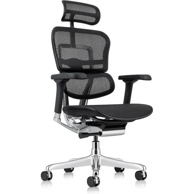 

Ergonomic High Back Black Mesh Chair – 8-Way: Synchro Tilt, Tension Lock, Back Angle/Height, Depth/Height