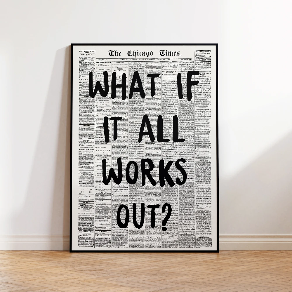 Typography Vintage Newspaper Psychedelic Quotes Wall Art Prints Canvas Painting Poster Pictures For Living Room Home Decor