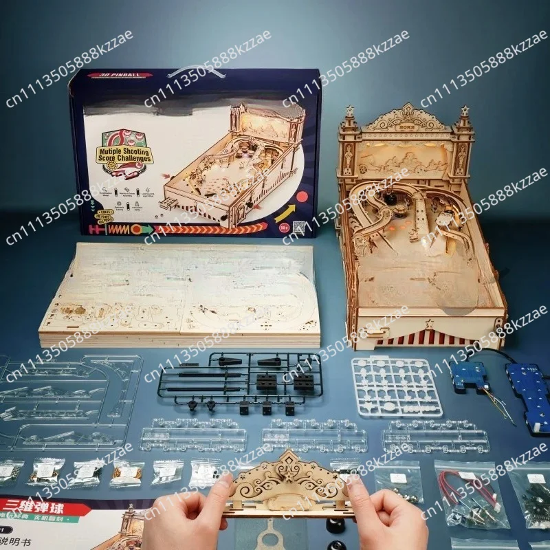 DIY Assemble Toys EG01 3D Pinball Machine Model Kits Wooden Puzzles for Adults