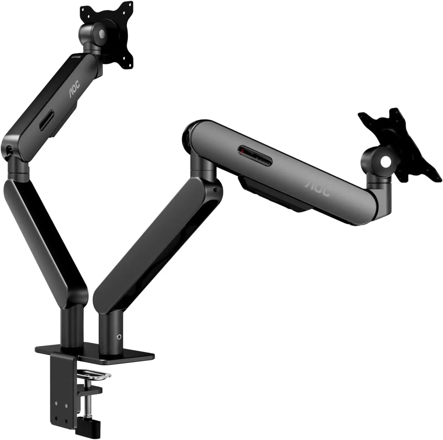 Dual Monitor Stand for 17-34 Inch Screens, Full Adjustable Desk Mount with C-Clamp and Grommet Base, Each Arm Holds 4.4-19.8lbs