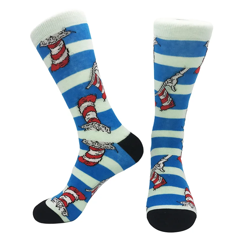 Men's Hip Hop Harajuku Socks Shark Clown Skateboarding Oil Painting Animal Mid-cut funny socks